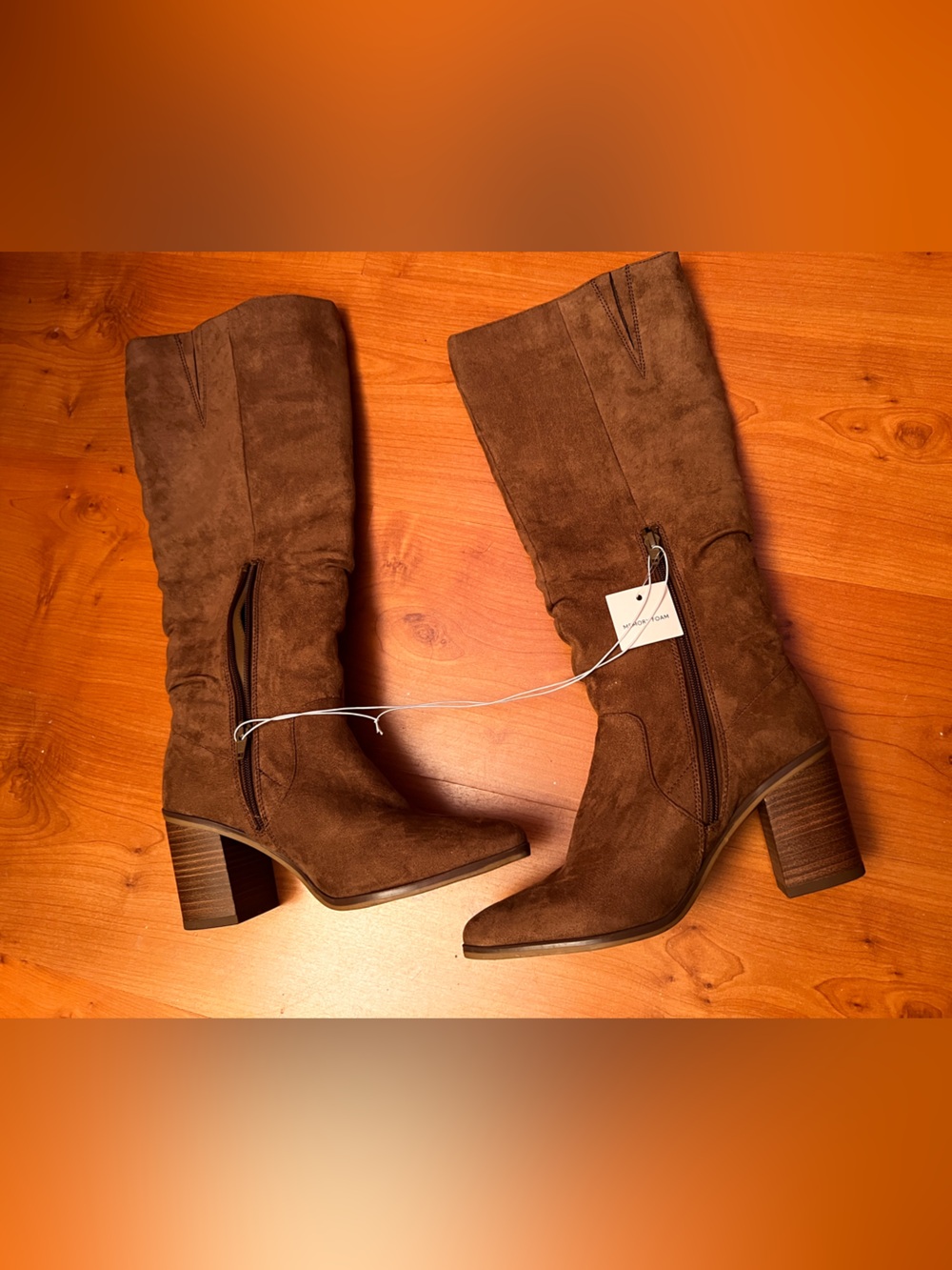 Brown Suede Mid-Calf Block Heel Boots - Womenswear memory foam